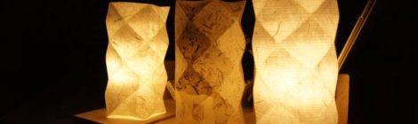 和紙で作るランプ