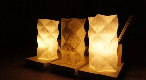 和紙で作るランプ